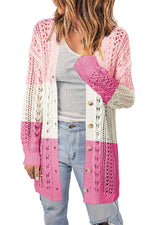 Evenly Openwork Ribbed Cuff Longline Cardigan