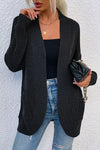 Kendall Open Front Rib-Knit Cardigan with Pockets