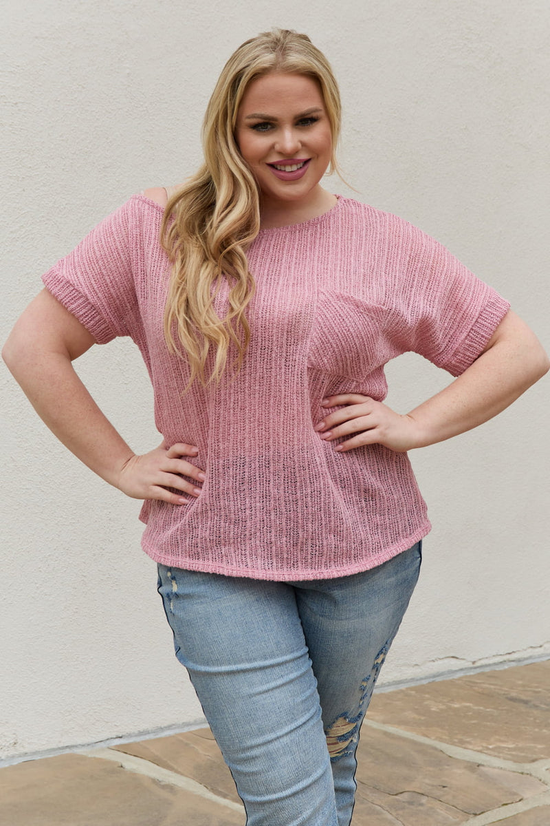 Chunky Knit Short Sleeve Top in Mauve