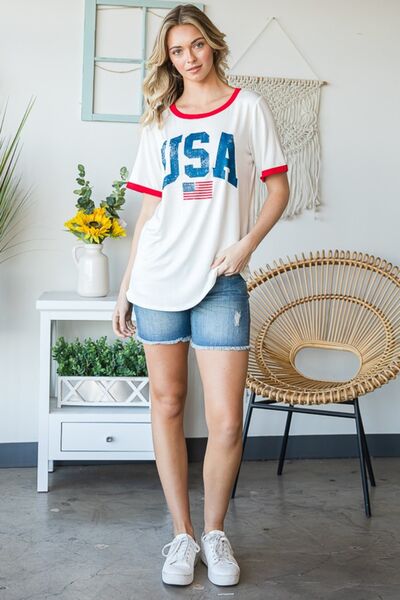 USA Contrast Trim Tee