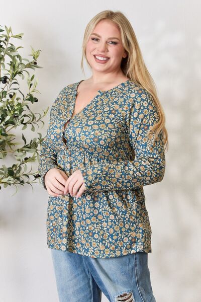 Katalina Floral Half Button Blouse