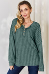 Lucy Ribbed Half Button Long Sleeve