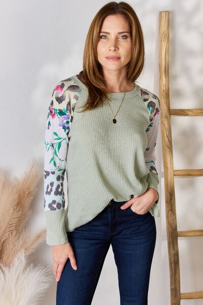 Brecklin Printed Round Neck Blouse