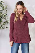 Kayla Notched Long Sleeve Top