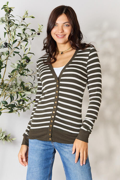 Maya Striped Snap Down Cardigan