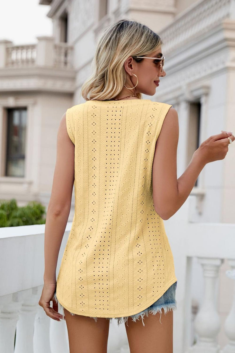 Eyelet V-Neck Tank