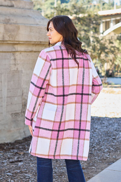 Brie Plaid Button Up Lapel Collar Coat