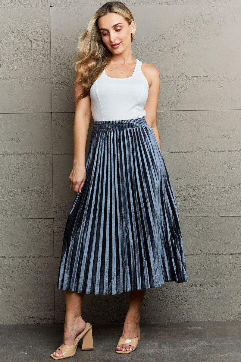 Fiona Accordion Pleated Flowy Midi Skirt