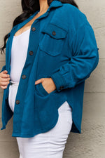 Cozy in the Cabin Fleece Shacket in Teal