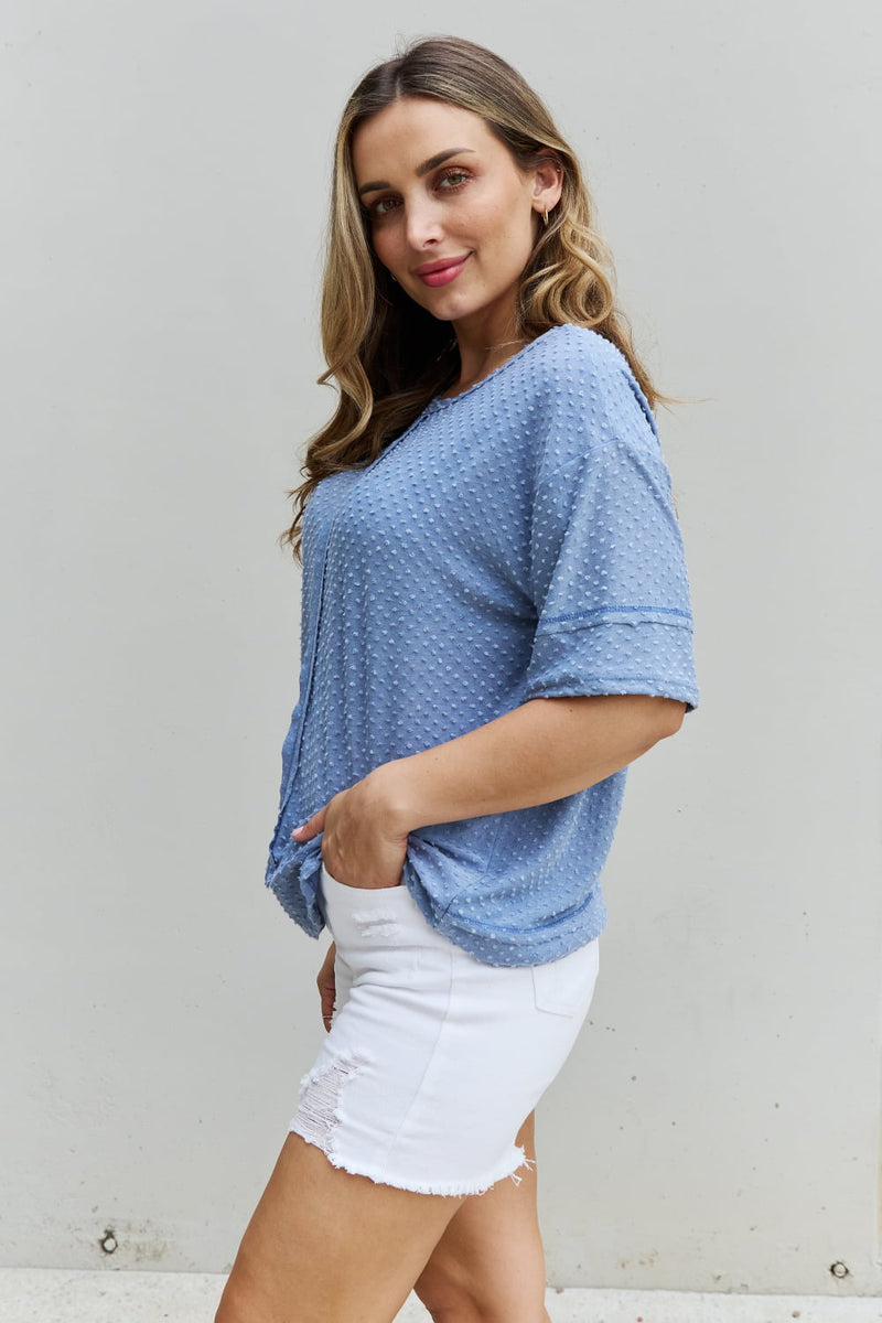 Cater 2 You Swiss Dot Reverse Stitch Top