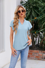 Josephine Notched Neck Puff Sleeve Blouse