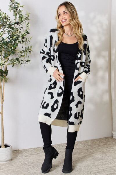 Bijou Leopard Open Front Cardigan