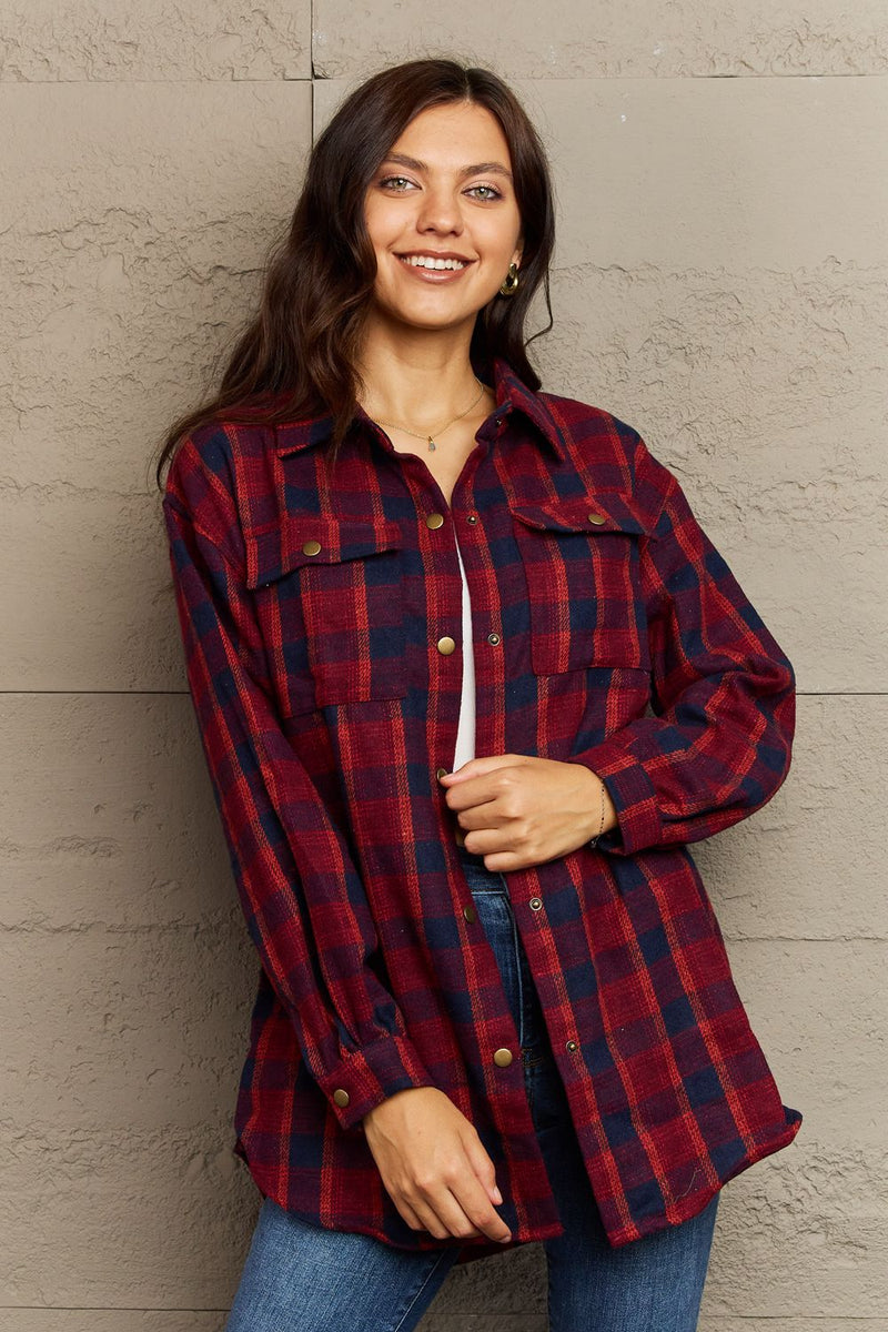 Skylar Plaid Button-Down Long Sleeve Jacket