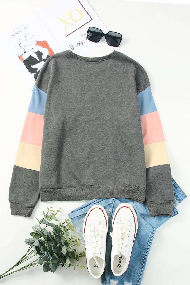 Color Block Ribbed Trim Sweatshirt