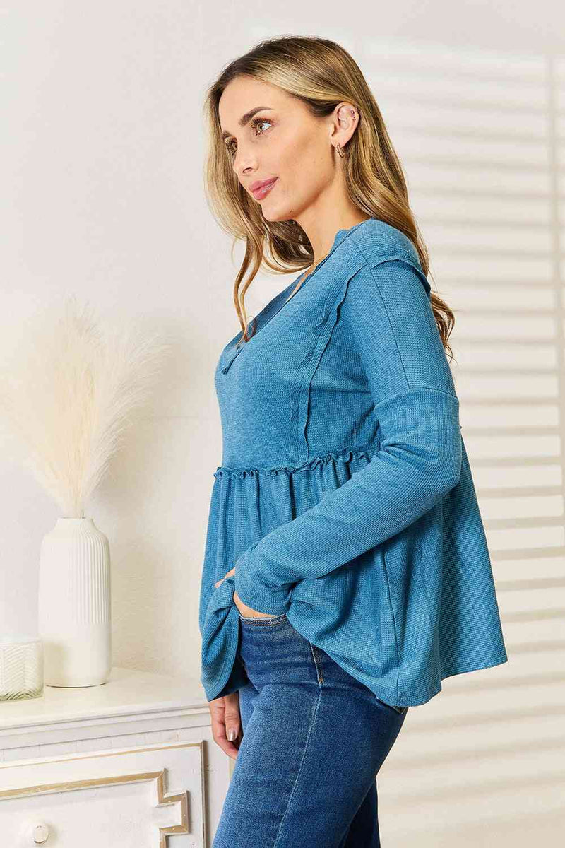 Audrey Frill Trim Babydoll Blouse