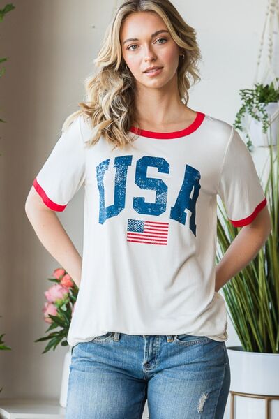 USA Contrast Trim Tee