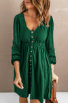 Button Down Long Sleeve Dress with Pockets- 3 Colors