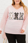 Plus Size Rabbit Long Raglan Sleeve Easter Tee