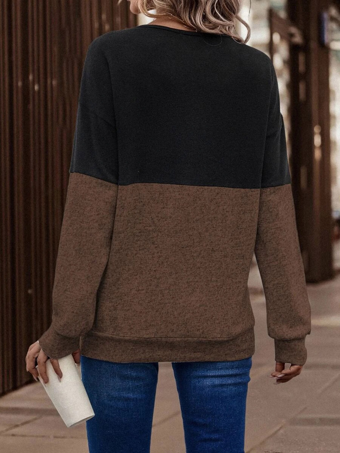 Melinda Two-Tone Crisscross Sweatshirt