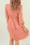 Button Down Long Sleeve Dress with Pockets- 3 Colors