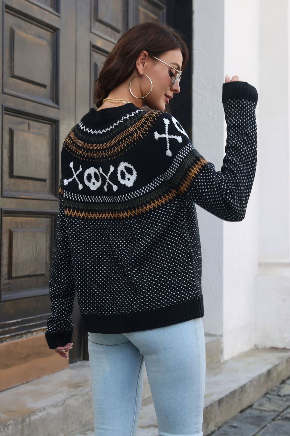 Ghost Pattern Long Sleeve Sweater