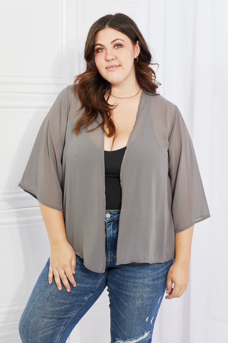 Just Breathe Chiffon Kimono in Grey