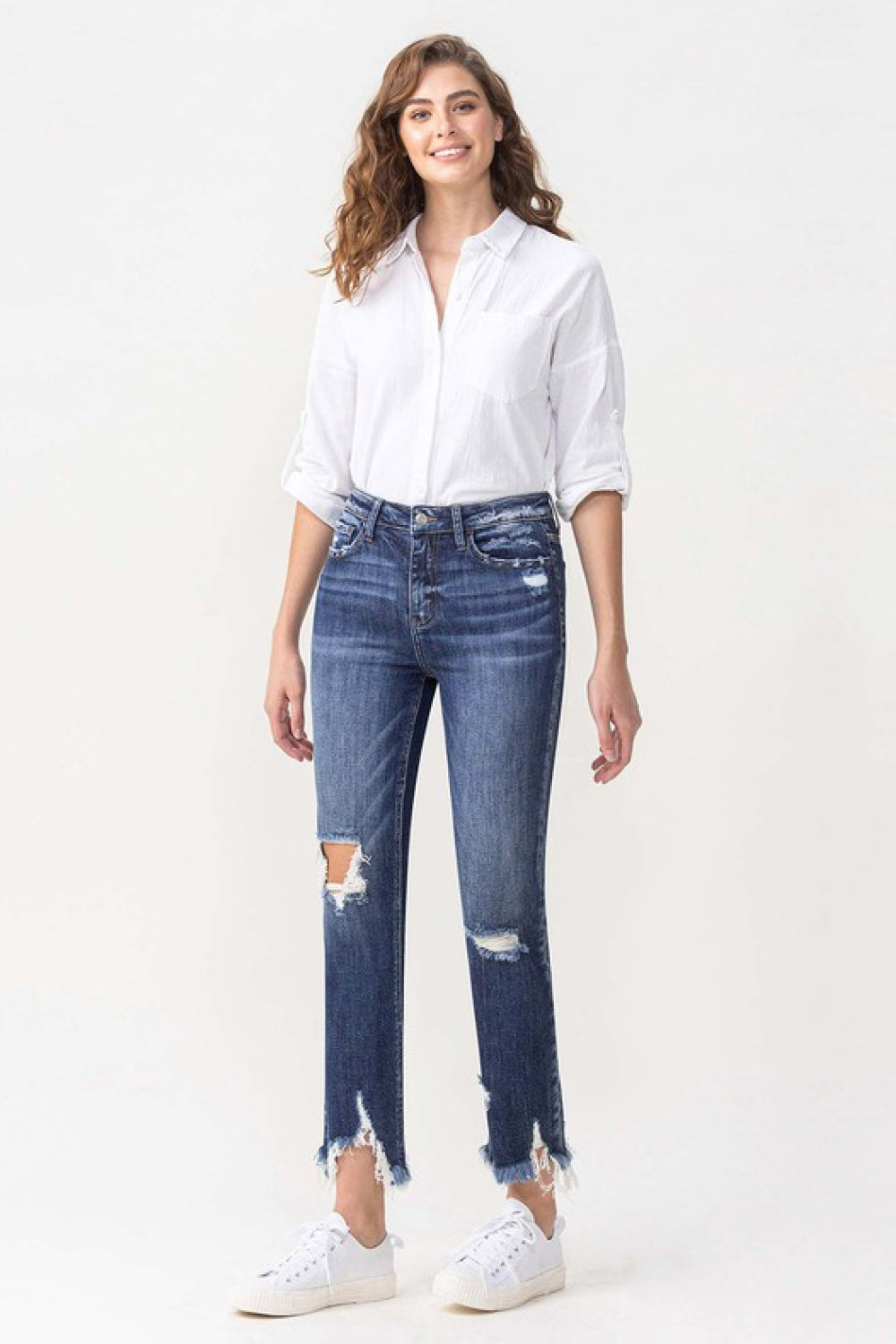 Jackie High Rise Crop Straight Leg Lovervet Jeans