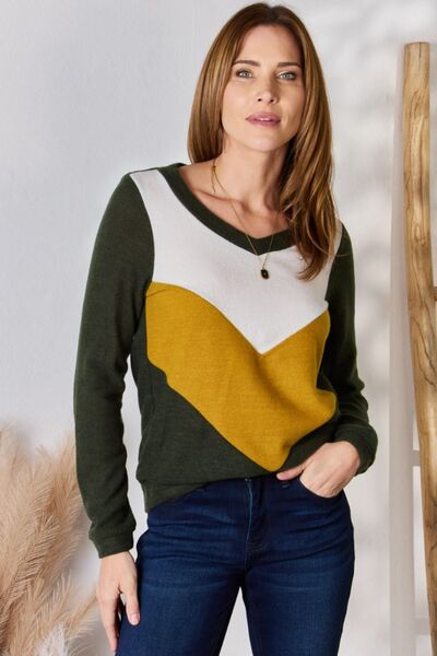 Nadia Colorblock V-Neck Blouse