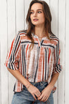 Jenica Multicolored Stripe Notched Neck Top