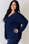 Lucy Ribbed Half Button Long Sleeve