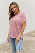 Chunky Knit Short Sleeve Top in Mauve