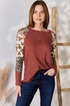 Lydia Leopard Waffle-Knit Blouse