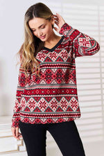 Serenity Snowflake Print Long Sleeve Top