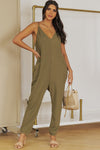 Taylor Spaghetti Strap Deep V Jumpsuit with Pockets