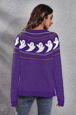 Ghost Pattern Long Sleeve Sweater