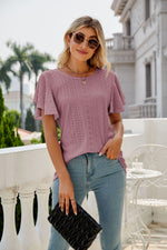 Eyelet Flutter Sleeve Top