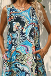 Printed Sleeveless Dress with Pockets