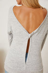 Opal Boat Neck Backless Dropped Shoulder T-Shirt