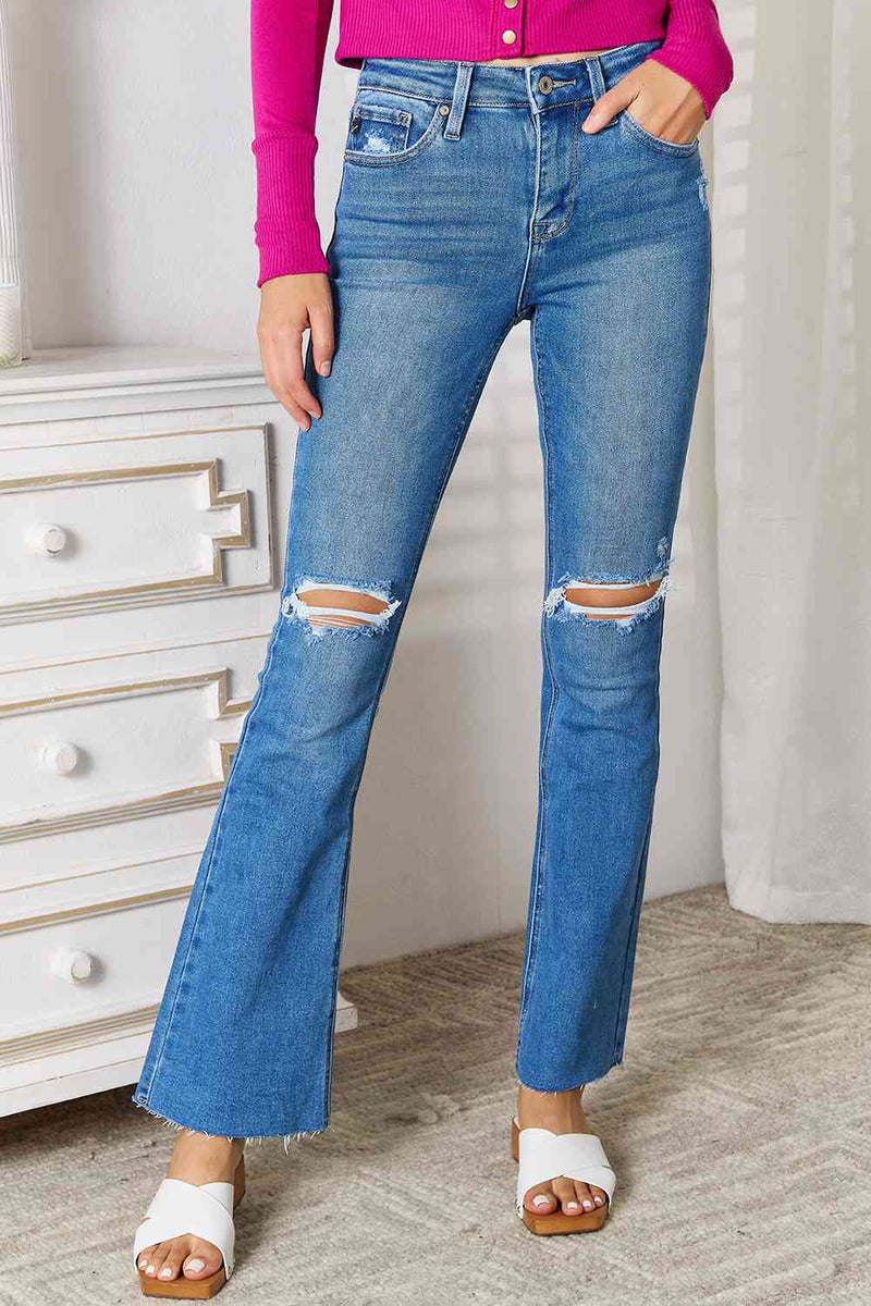 Minnie Distressed Raw Hem Bootcut KanCan Jeans