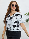 Floral V-Neck Flutter Sleeve Blouse