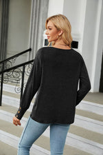 Kenzie V-Neck Button Detail Top