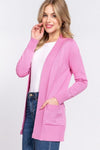 Matilda Ribbed Trim Open Front Cardigan