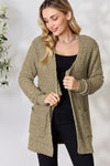 Falling For You Popcorn Cardigan in Olive