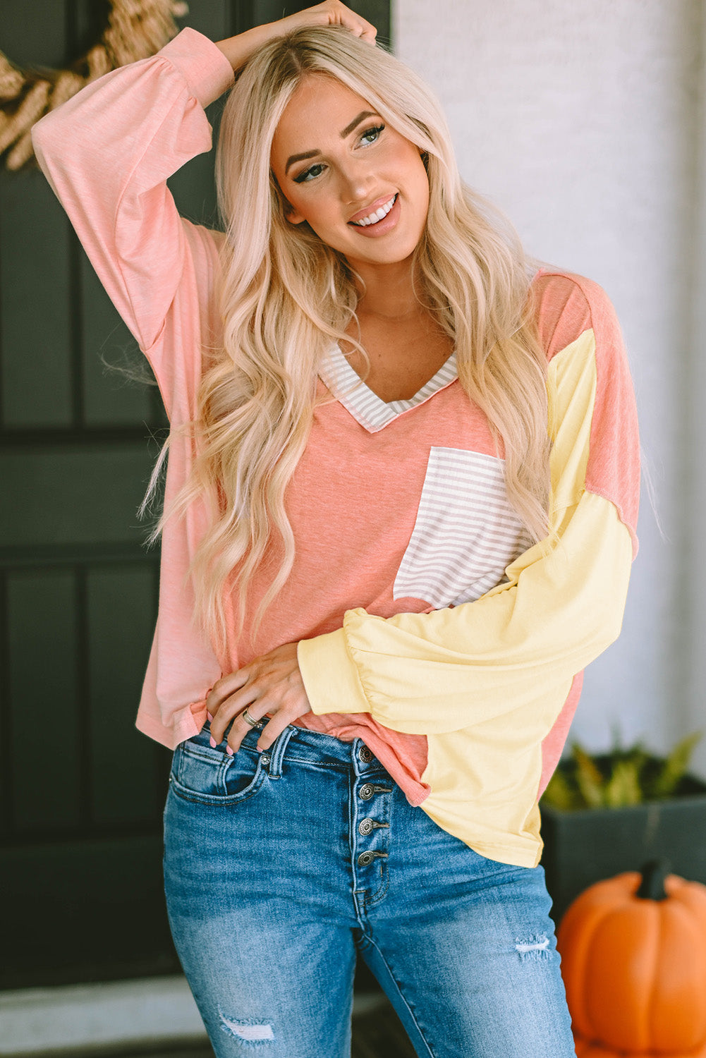 Charlotte Color Block Dropped Shoulder Sweatshirt