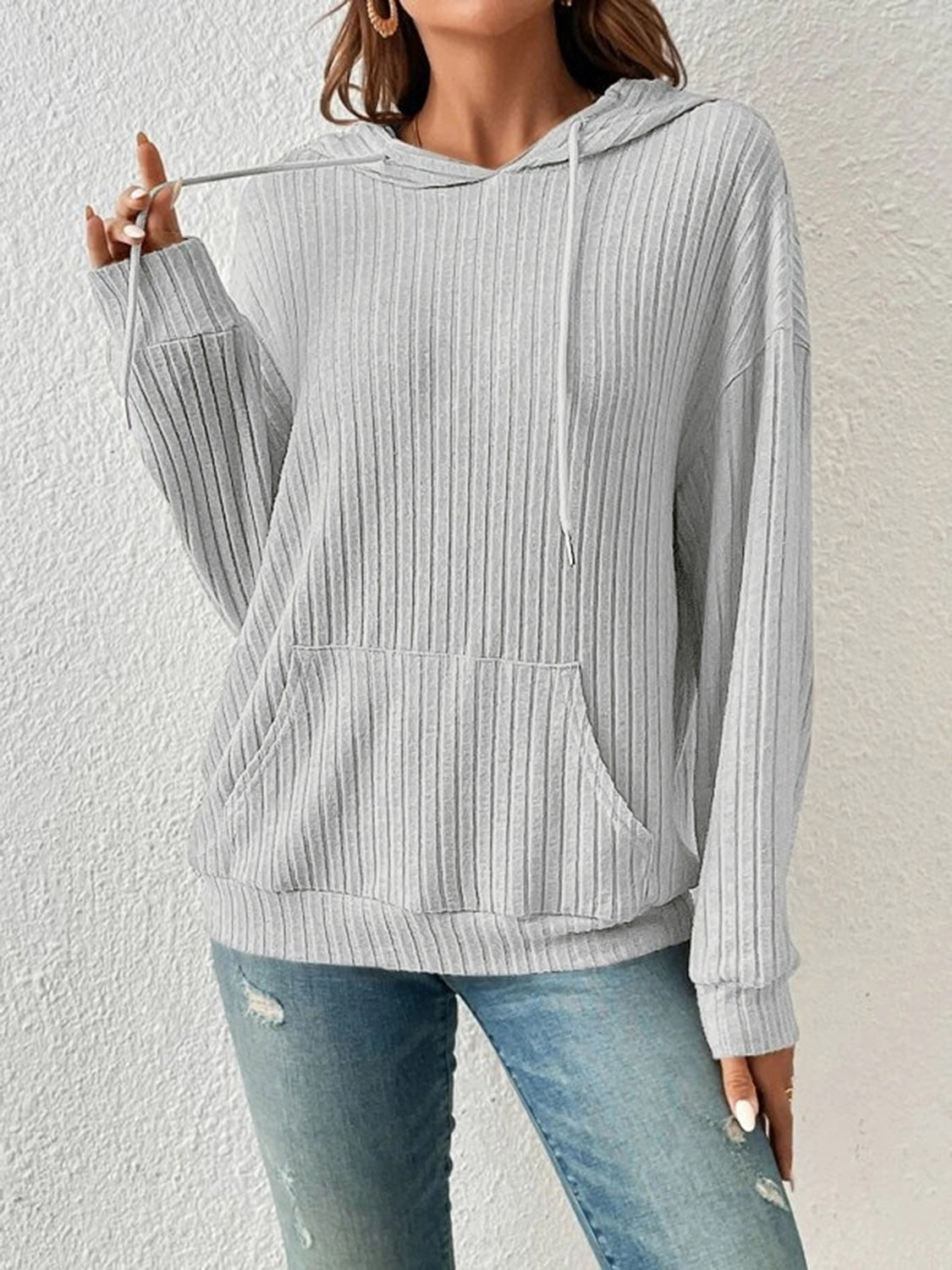 Sophie Ribbed Dropped Shoulder Hoodie