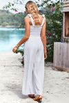 Brinley Frill Trim Tie Shoulder Wide Leg Jumpsuit