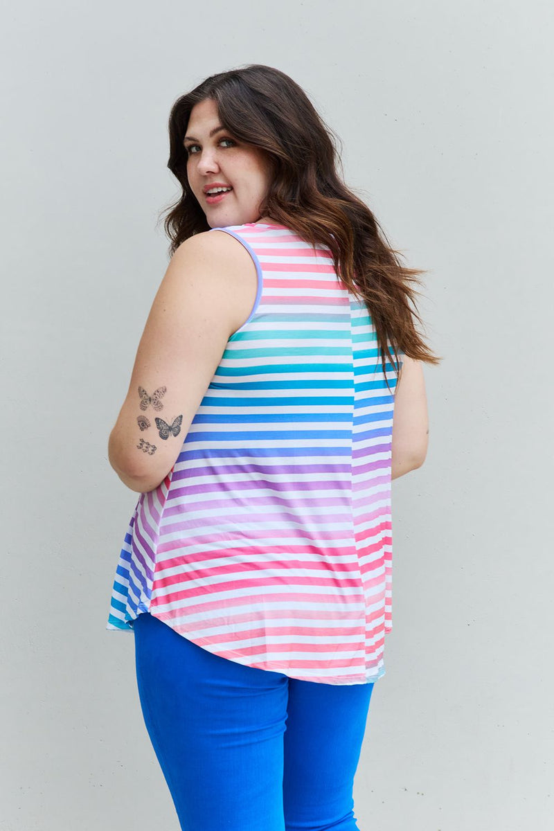 Love Yourself Multicolored Striped Sleeveless Top