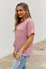 Chunky Knit Short Sleeve Top in Mauve