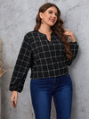 Sienna Plus Size Notched Neck Long Sleeve Blouse