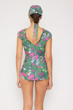 Bring Me Flowers V-Neck One Piece Swimsuit In Sage
